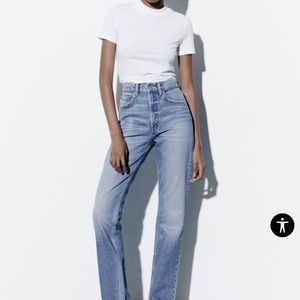Zara High Rise TRF Straight Leg Jeans